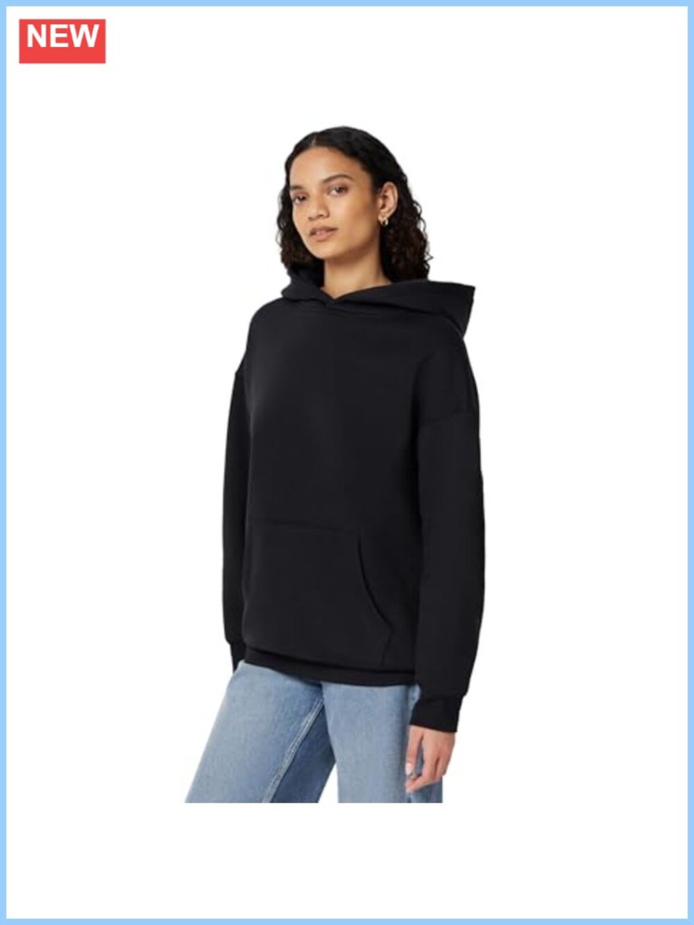 Oversized Cotton Blend Fleece Hoodie with Kangaroo Pocket